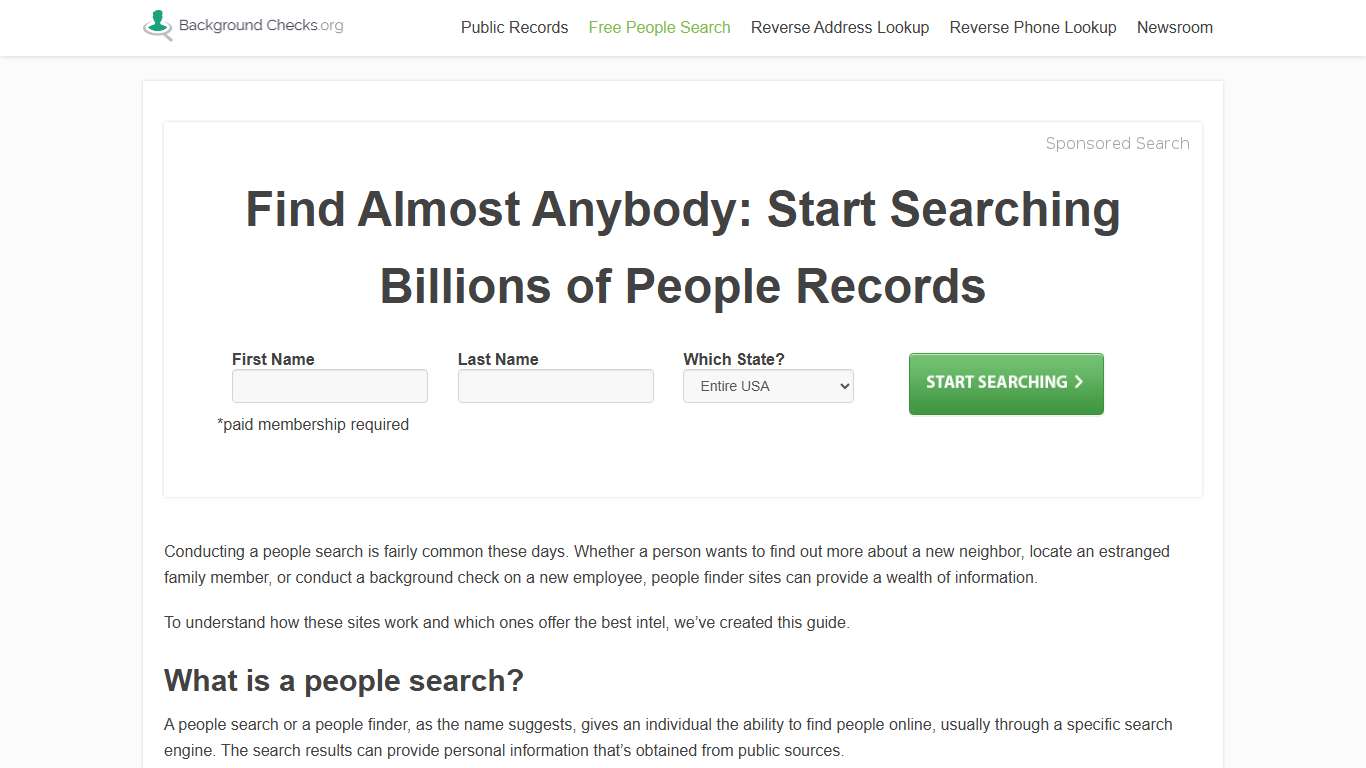 People Search - The Free Guide to Finding People on the Internet | Background Checks.org